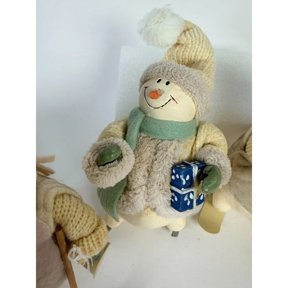 Vintage Skiing and Skating Snowmen Set of 4 Christmas Holiday Playful WinterREAD